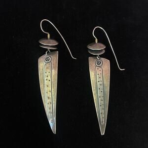 Vintage Marked OAF Sterling Silver Statement 3 inch Spike Earrings 14 grams